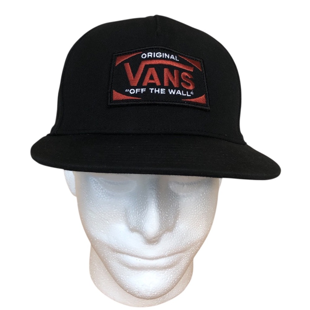 Original Vans Off the Wall Patch Logo Black Orange White Adjustable Baseball Cap